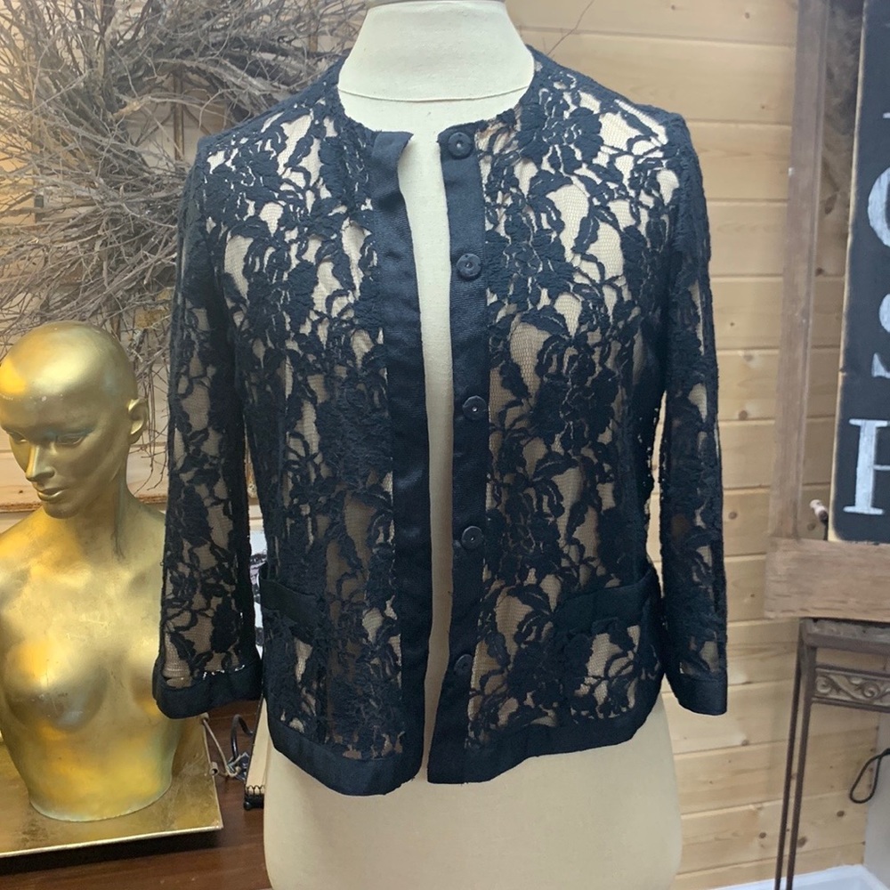 Vintage Black Lace Overlay Jacket/top